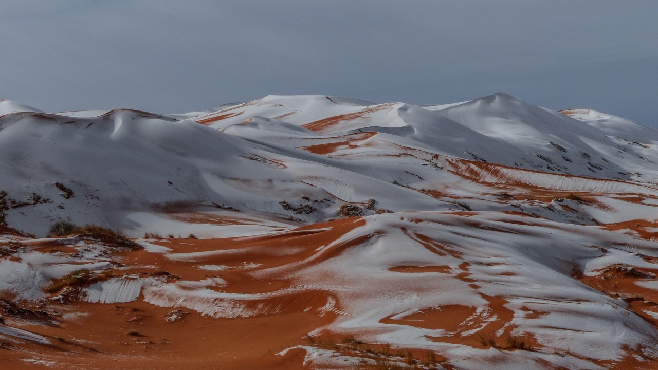 Cezayir'de çöle kar yağdı