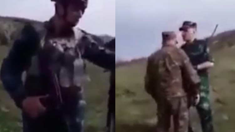 Azerbaycan askerinden Ermeni komutana sınır dersi