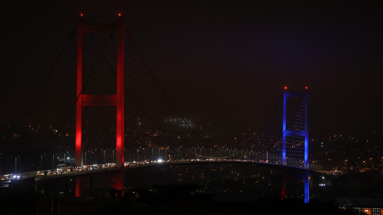 İstanbul Boğazı bordo mavi