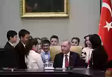 Başkan Erdoğan, çocukları kabul etti