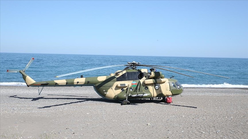 Giresun'a inen Azerbaycan helikopteri için çalışmalar sürüyor