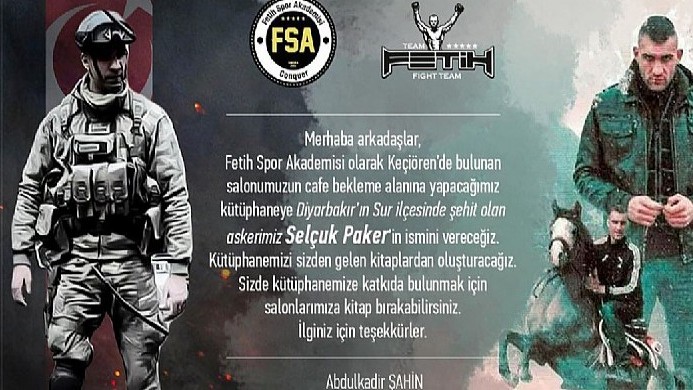 ​Milli Takım antrenörü Abdulkadir Şahin Sur şehidi Selçuk Paker'in adını ölümsüzleştirdi