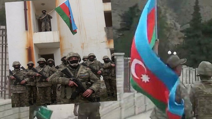 Azerbaycan ordusu Kelbecer'e bayrak dikti