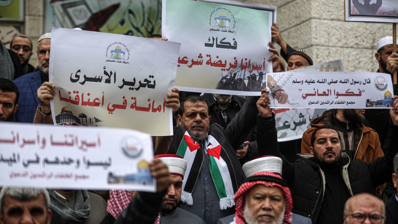 Tutuklu Filistinliler için Gazze'de gösteri