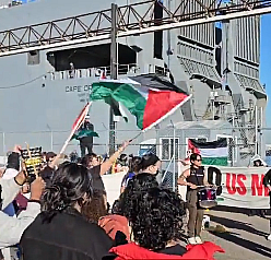 Filistin destekçileri limanda toplandı