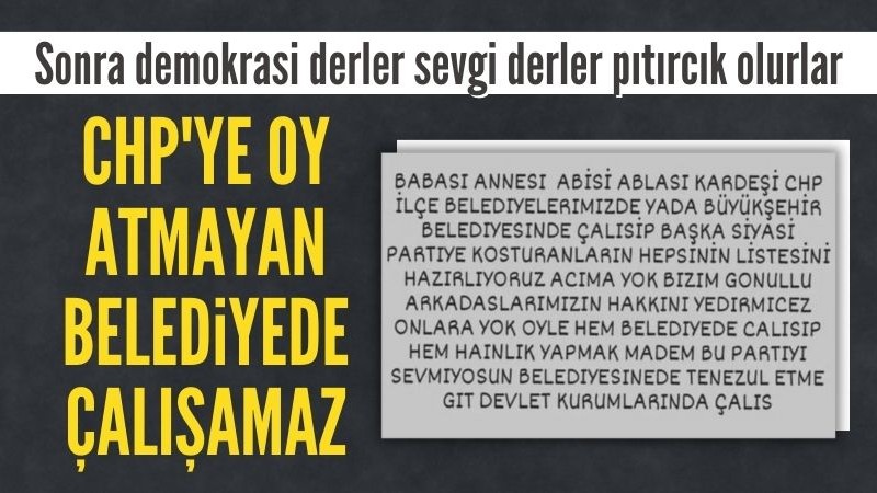 CHP'li İzmir Belediyesi'nde skandal: CHP'ye oy atmayan çalışamaz