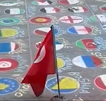 İsveçli ressam Türk bayrağını yere çizmeyip dalgalandırıyor
