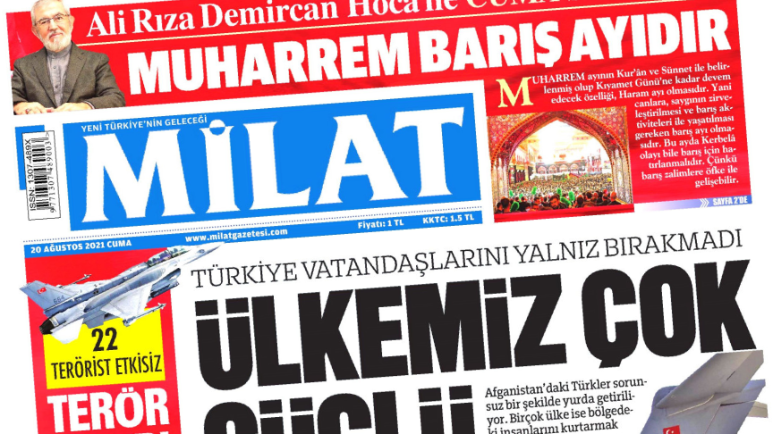 20 Ağustos 2021 Milat Gazetesi