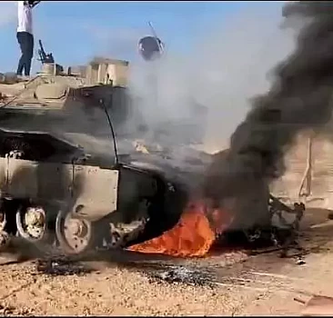 İsrail sınırında bir tank tahrip edildi