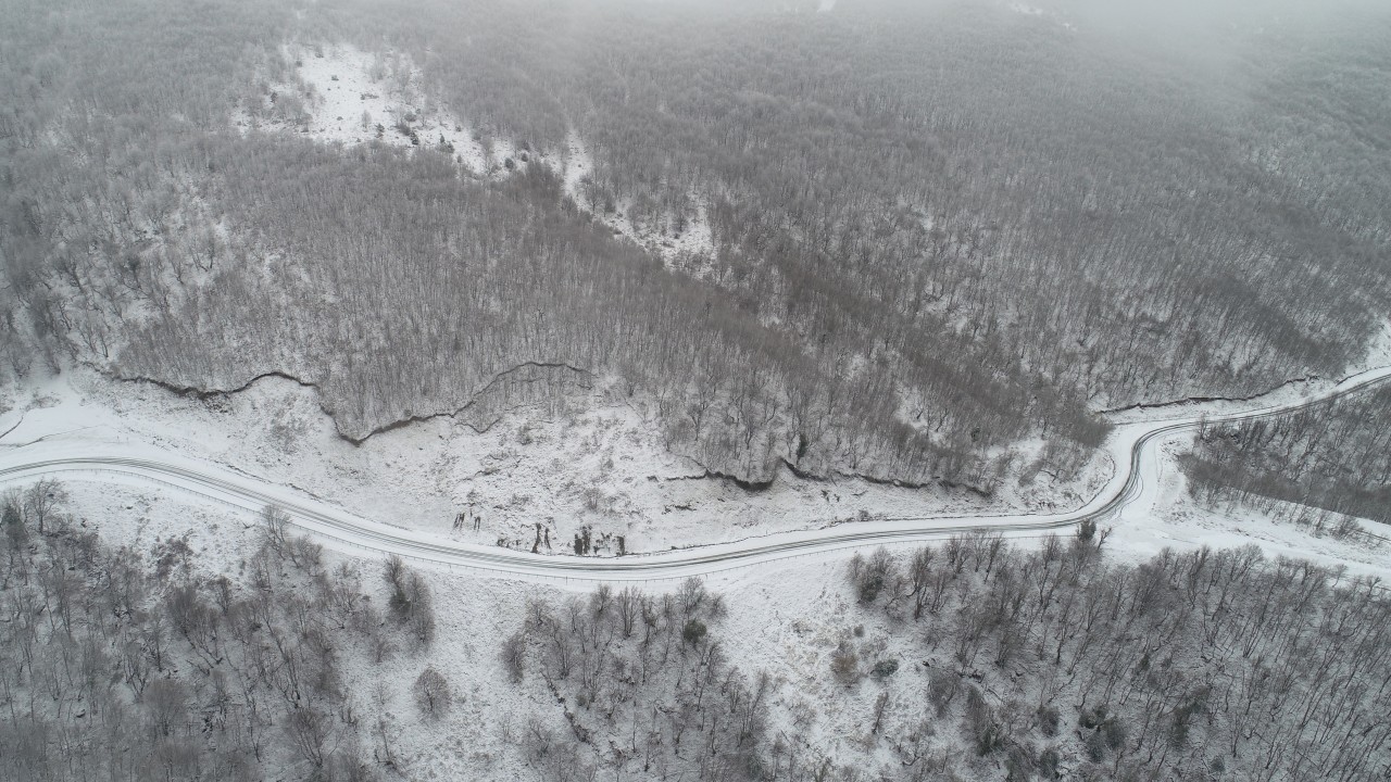Kars-Erzurum kara yolunda kar yağışı nedeniyle ulaşımda aksamalar yaşanıyor